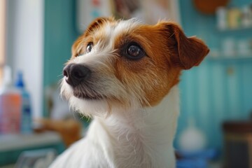 A small dog in a room, perfect for pet-related content