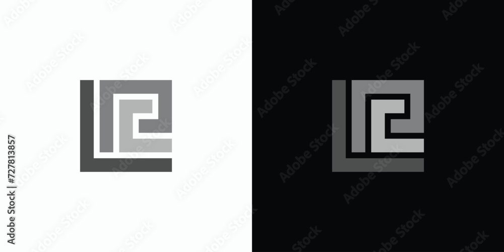 Poster letter l p c initials vector logo design with abstract square shape.