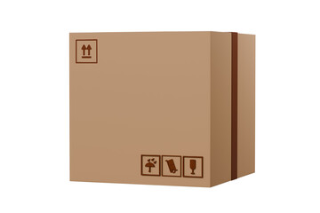 3d Parcels box or Cardboard boxes icon, Online delivery transportation logistics concept, online shopping delivery concept. isolated on pink background, 3d minimal cartoon. 3d rendering illustration.