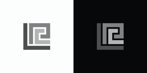 Letter L P C initials vector logo design with abstract square shape.