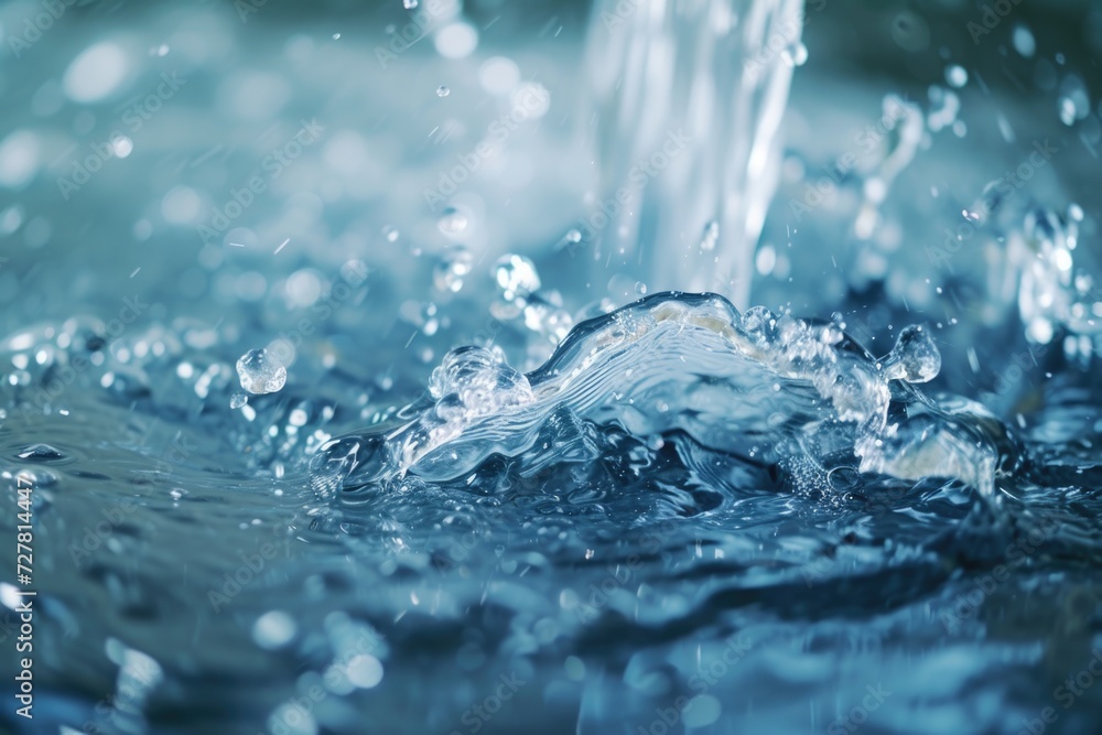 Poster A close up view of a water fountain. Perfect for adding a refreshing touch to any project or design