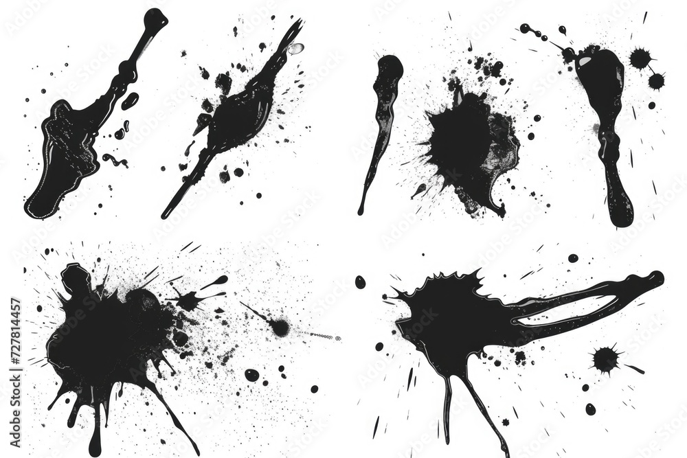 Poster Black ink splatters on a white background. Versatile image that can be used for various design projects
