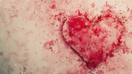 A red heart covered in splatters of blood. Suitable for horror or crime-related themes