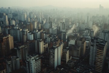 A captivating view of a cityscape seen from a tall building. Perfect for urban-themed projects