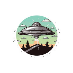 Vintage design UFO alien, ufo world, UFO day vector illustration white background - This is an AI image