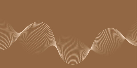 Abstract background with waves for banner. Medium banner size. Vector background with lines. Brown color. Interior. Brochure, booklet. Coffee, cafe 	