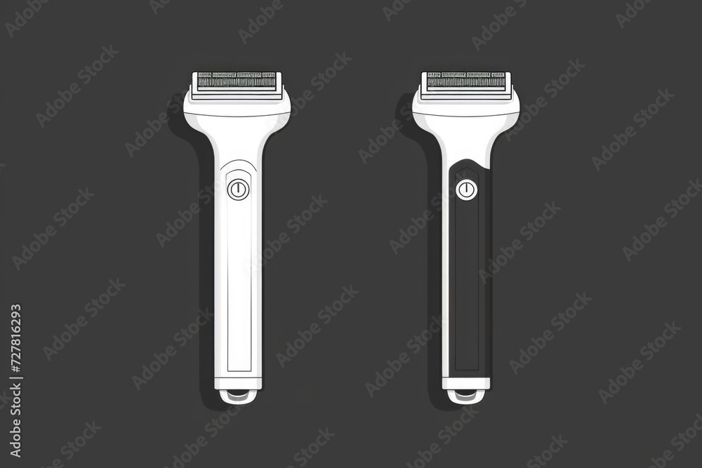 Poster two razors placed side by side. versatile image for various themes and concepts