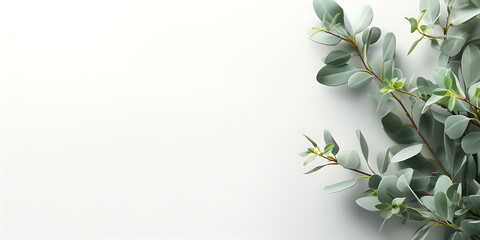Eucalyptus leaves on white background. Realistic illustration.