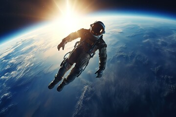 an astronaut floating in outer space