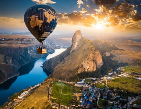 気球で旅をするイメージ	