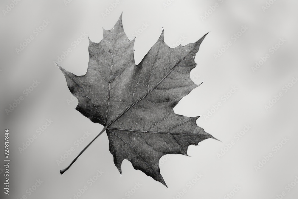 Poster a monochrome photograph of a single leaf. suitable for nature-themed designs and projects