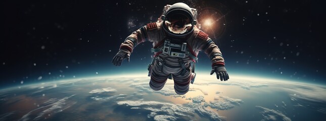Fototapeta premium an astronaut floating in outer space