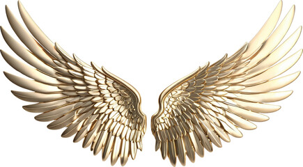 Gold wing isolated on transparent background. royal luxury wings. Generative AI.