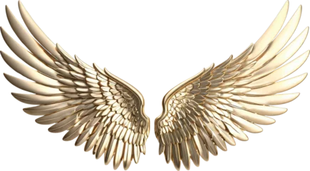 Fotobehang Gold wing isolated on transparent background. royal luxury wings. Generative AI. © emojoez