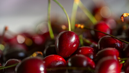 Cherry close-up macro. with natural light.