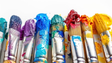 A close-up image showcasing a bunch of paint brushes. Ideal for artistic projects or creative concepts