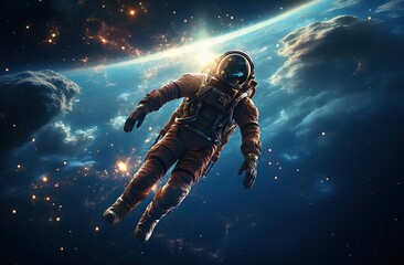 Fototapeta na wymiar an astronaut floating in outer space