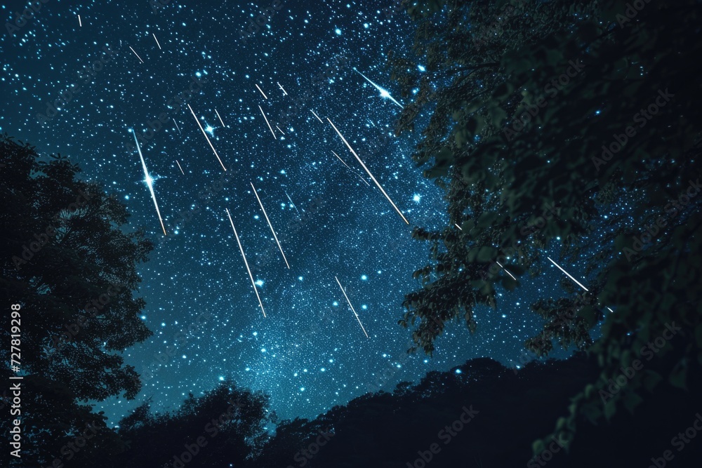 Poster A captivating image of a night sky filled with numerous stars. Perfect for adding a touch of wonder and beauty to any project