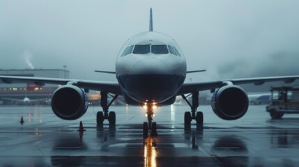 A photograph of a large jetliner sitting on top of an airport tarmac. This image can be used to depict air travel, aviation industry, airport infrastructure, or commercial flights