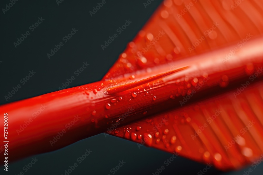 Poster a striking image of a red arrow with water droplets on it. perfect for illustrating motion, directio