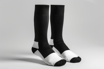 Two socks, one black and one white, stacked on top of each other. Versatile image for various uses