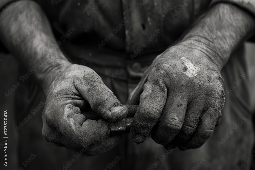 Poster a detailed close-up of a person's hands holding an object. suitable for various uses