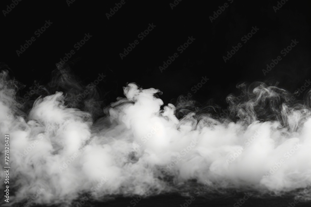Poster A captivating black and white photo capturing smoke rising from the ground. Perfect for adding a mysterious and atmospheric touch to various creative projects