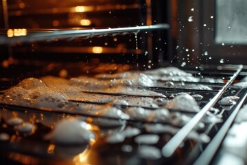 A detailed view of food cooking in an oven. Perfect for showcasing the cooking process and the delicious results. Ideal for food blogs, recipe websites, and cooking-related articles