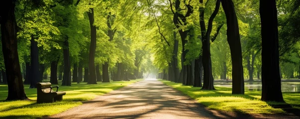 Fototapeten park avenue in summer beautiful green nature landscape © krissikunterbunt