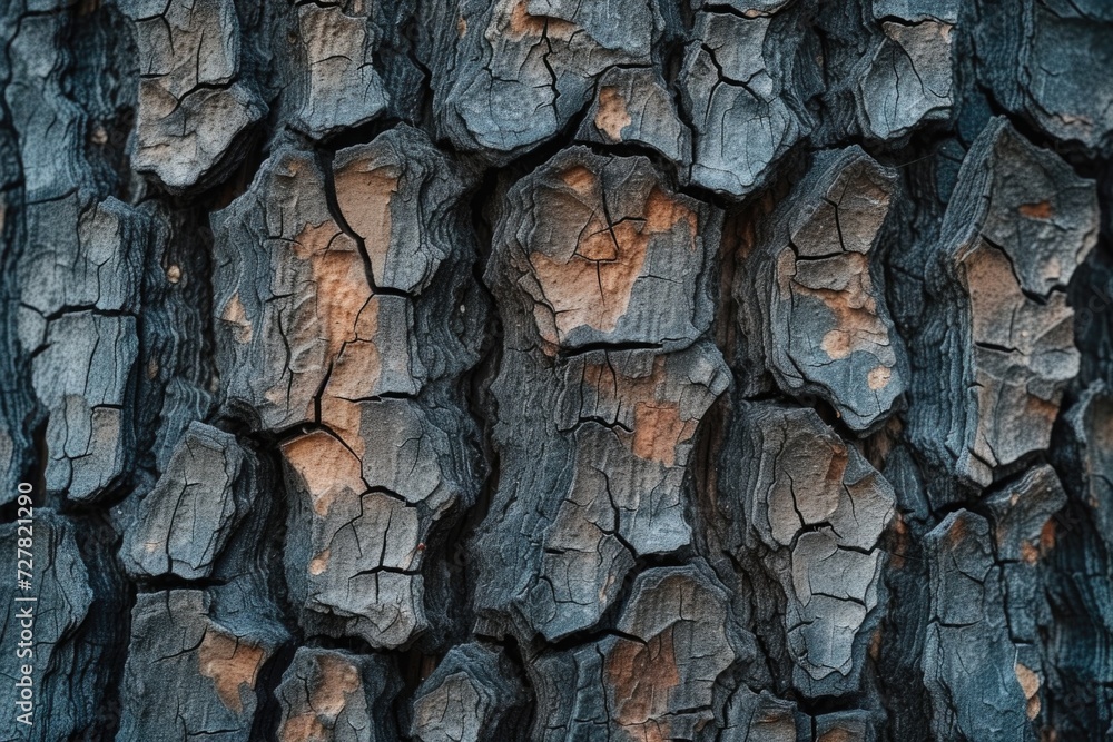 Poster A detailed view of the textured bark of a tree. This image can be used to add a natural and organic touch to any project