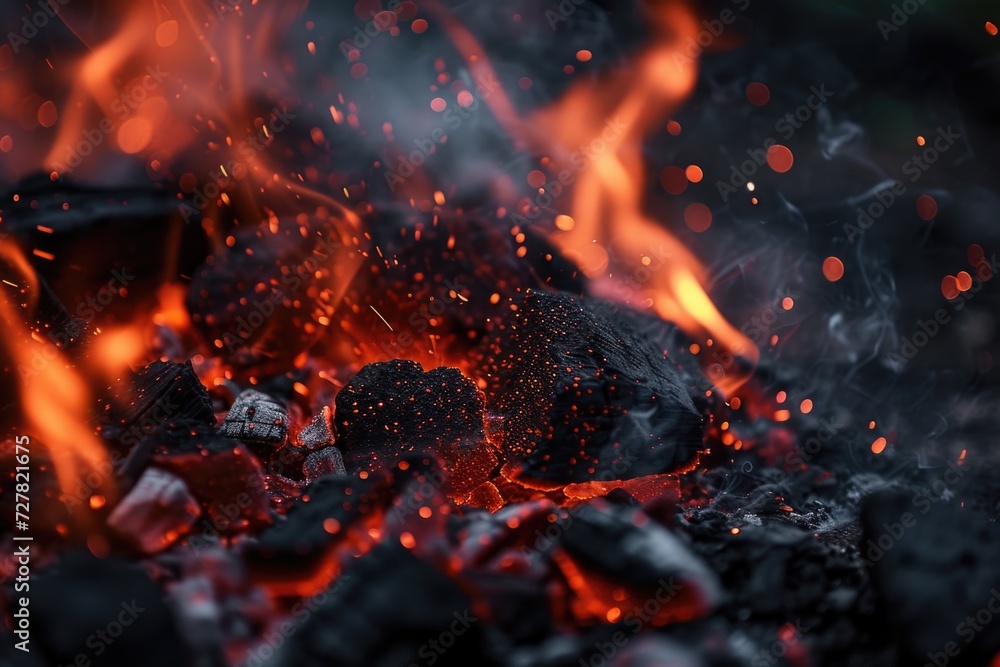 Aufkleber a close-up view of a fiery blaze with vibrant flames. this captivating image can be used to depict c