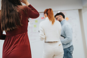 Business team discussing financial planning and market analysis in a corporate office. Collaborating and strategizing for success. Perfect for business expansion and teamwork.