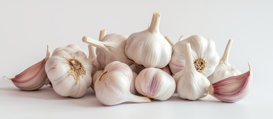 Garlic Bulb on White Background - A Stunning Display of Garlic Bulb on a Clean White Background, Accentuating its Natural Beauty and Aromatic Flavors