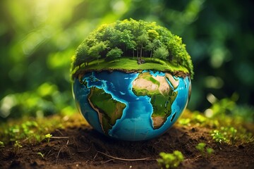Earth globe in nature, earth globe in water, wild life, ecology, tiny planet, forest, moss, earth ball on the ground, dirt, protecting the earth, plant a tree, back to nature
