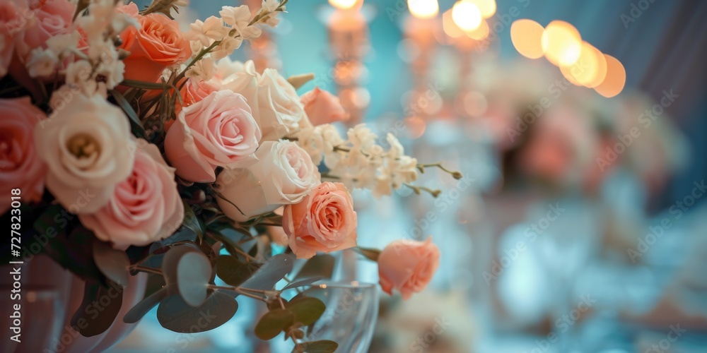 Poster a vase filled with pink and white flowers, perfect for adding a touch of elegance to any space