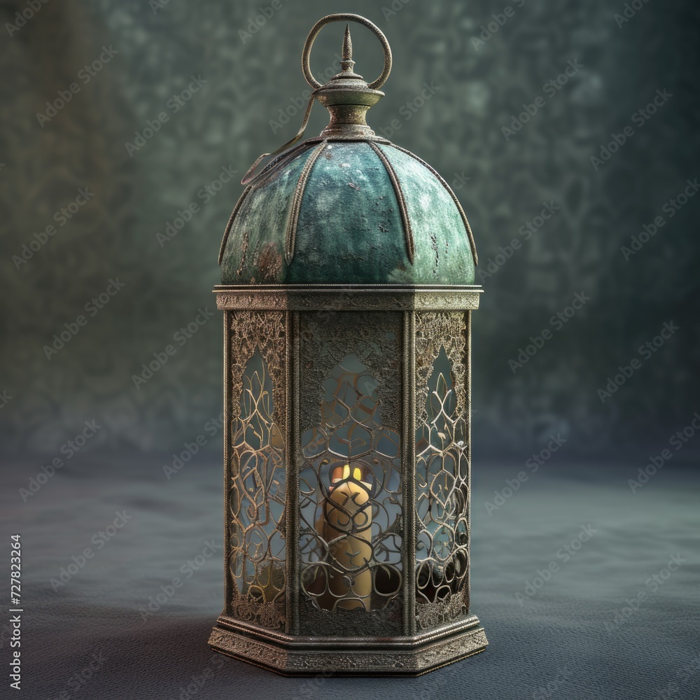 Aufkleber A lantern with a lit candle inside. Perfect for creating a cozy ambiance or adding a touch of warmth to any setting