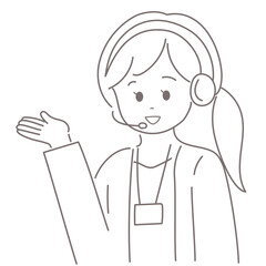 オペレーターの女性が手のひらを上に向けて案内をしているイラスト
