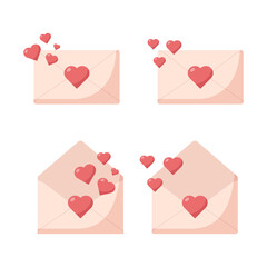love letter with red hearts mail envelope icon symbol illustration