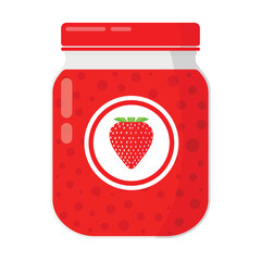 sweet strawberry jam jar vector illustration isolated white background