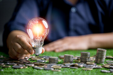 Financial business growth sustainable energy concept. Finance sustainable development. Investing in...