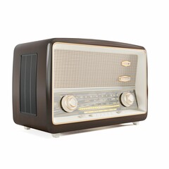3D rendering of a vintage radio on a white background