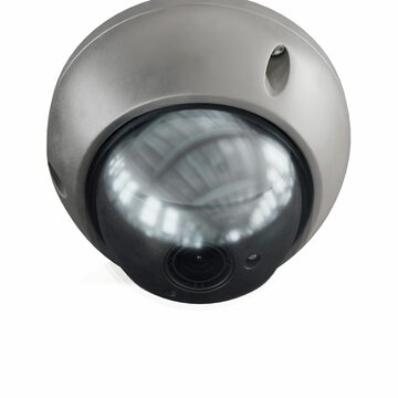 3D rendering of a surveillance camera on a white background