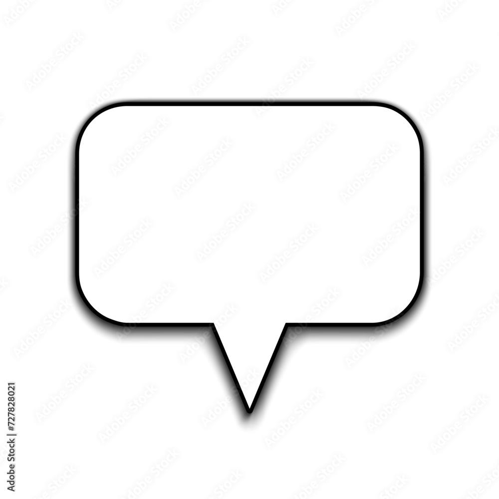 Poster Empty chat bubble icon with shadow, empty speech bubble, empty talk sign, thought sign - vector