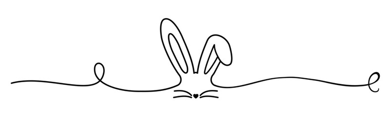 Easter bunny in one continuous line, Easter decoration - vector - obrazy, fototapety, plakaty