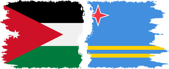 Aruba and Jordan grunge flags connection vector