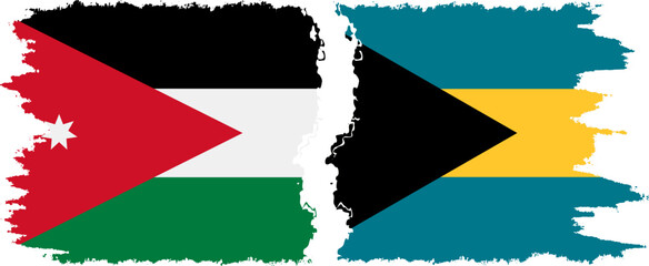 Bahamas and Jordan grunge flags connection vector