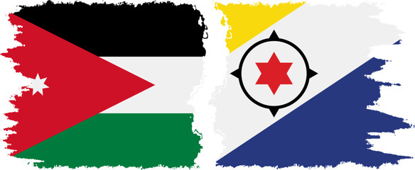 Bonaire and Jordan grunge flags connection vector