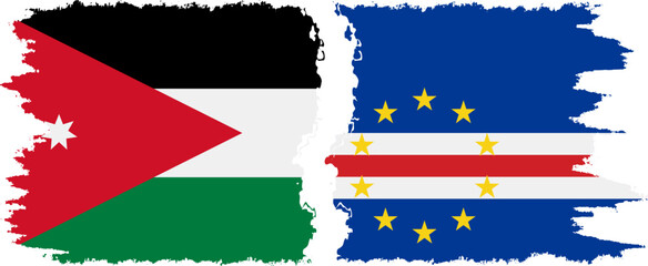 Cape Verde and Jordan grunge flags connection vector
