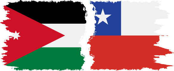 Chile and Jordan grunge flags connection vector