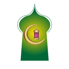 Ramadan islamic lantern (fanous), islamic window and moon transparent png or isolated on white background. Arabic decoration lamp png or Arabic decoration lamp border or poster design element.	
